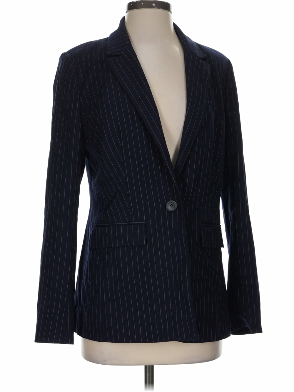 Halogen Navy Pinstripe Single-Button Blazer